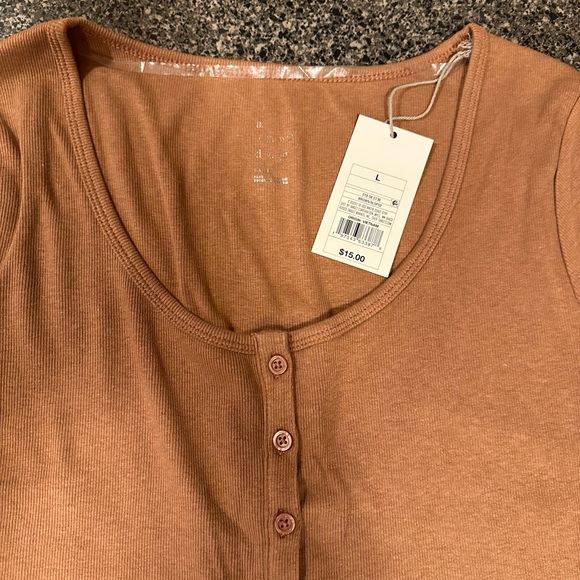 A New Day Brown Button-Up Women's Top - Picture 4 of 5